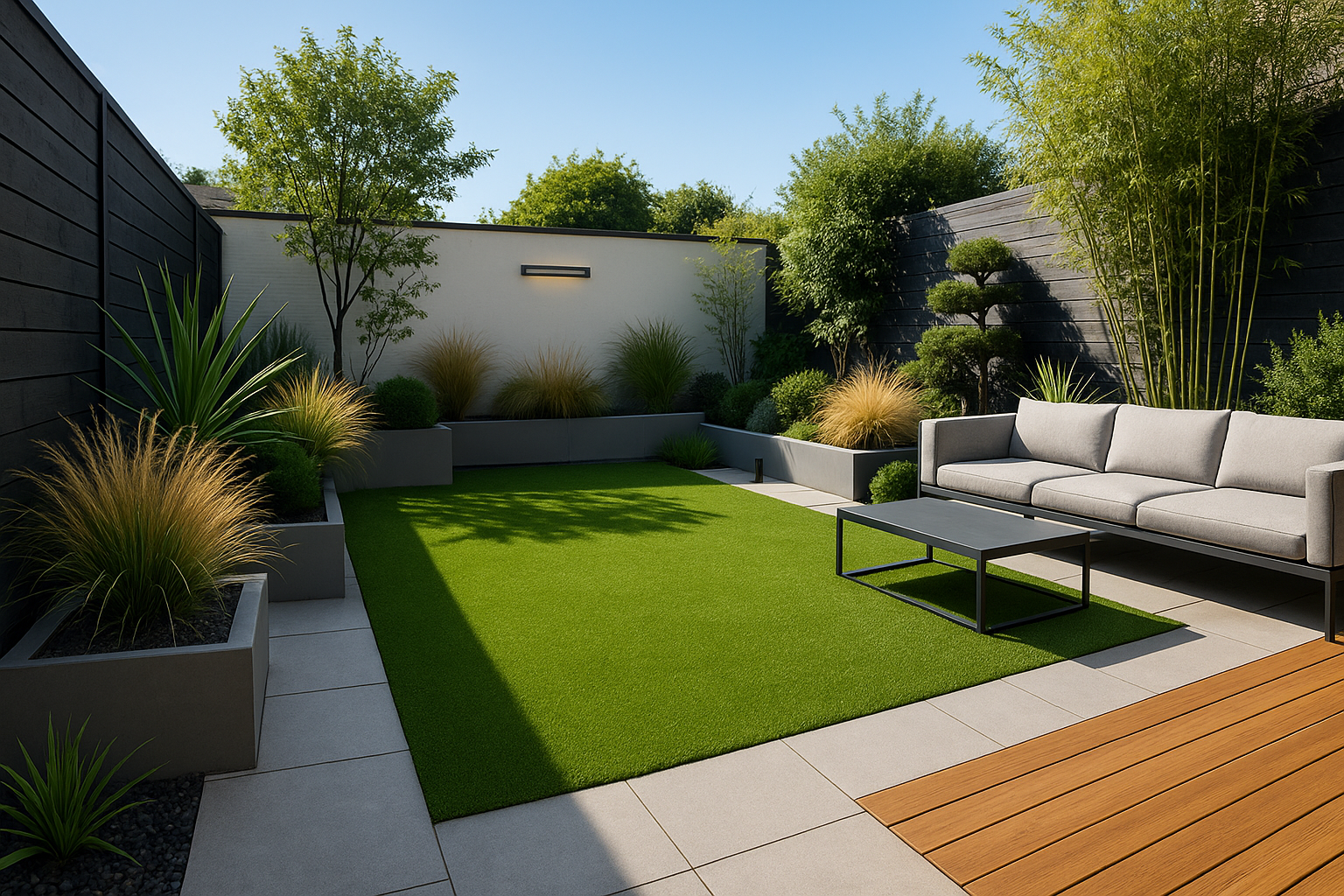 artificial grass modern garden